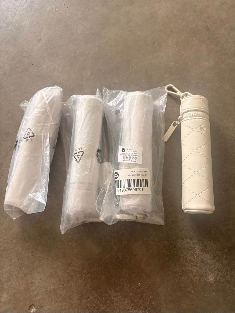 NEW Buffbunny White Quilted SOS Travel Case - Set of 4